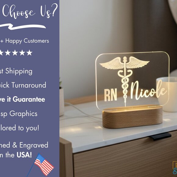 Personalized Nurse Night Light | Medical Personnel & Appreciation Gift - Picture 4 of 8
